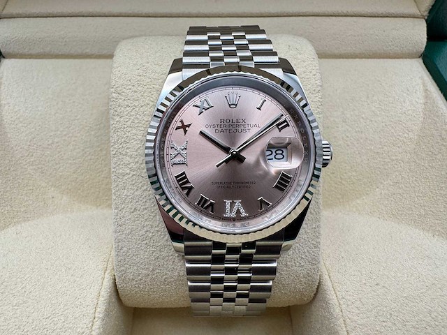 Rolex datejust 36 | pink dial with diamonds | 126234 | 2026 | unworn - afbeelding 1 van  12
