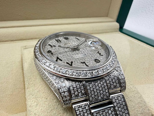 Rolex datejust 41 | 126300 | arabic | full "iced" out with natural diamonds | 2025 - afbeelding 10 van  12
