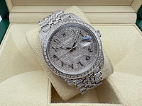 Rolex datejust 41 | 126300 | arabic | full "iced" out with natural diamonds | jubilee - afbeelding 5 van  12