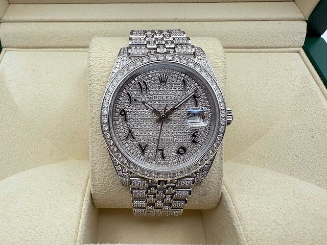 Rolex datejust 41 | 126300 | arabic | full "iced" out with natural diamonds | jubilee - afbeelding 1 van  12