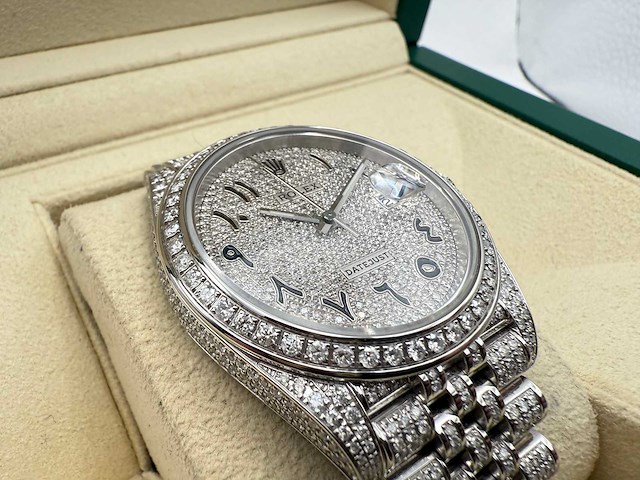Rolex datejust 41 | 126300 | arabic | full "iced" out with natural diamonds | jubilee - afbeelding 11 van  12