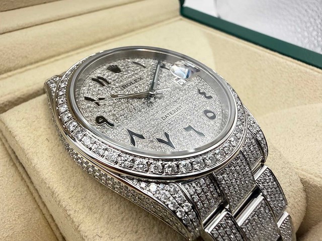 Rolex datejust 41 | 126300 | arabic | full "iced" out with natural diamonds - afbeelding 8 van  12