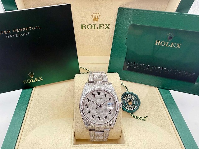 Rolex datejust 41 | 126300 | arabic | full "iced" out with natural diamonds - afbeelding 2 van  10