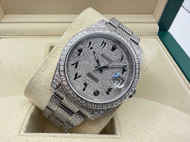 Rolex datejust 41 | 126300 | arabic | full "iced" out with natural diamonds - afbeelding 5 van  10