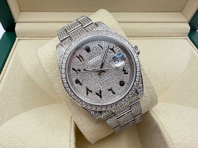 Rolex datejust 41 | 126300 | arabic | full "iced" out with natural diamonds - afbeelding 5 van  7
