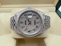 Rolex datejust 41 | 126300 | full "iced" out with natural diamonds - afbeelding 7 van  12