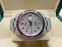 Rolex datejust 41 | 126300 | oyster | full "iced" out with natural diamonds | rainbow stick dial - afbeelding 4 van  12