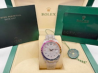 Rolex datejust 41 | 126300 | oyster | full "iced" out with natural diamonds | rainbow stick dial - afbeelding 3 van  12