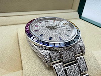 Rolex datejust 41 | 126300 | oyster | full "iced" out with natural diamonds | rainbow stick dial - afbeelding 9 van  12