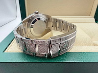 Rolex datejust 41 | 126300 | oyster | full "iced" out with natural diamonds | rainbow stick dial - afbeelding 10 van  12
