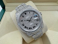 Rolex datejust 41 | 126300 | roman | full "iced" out with natural diamonds | 2023 - afbeelding 6 van  13