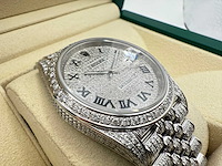 Rolex datejust 41 | 126300 | roman | full "iced" out with natural diamonds | jubilee - afbeelding 4 van  4