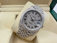 Rolex datejust 41 | 126300 | roman | full "iced" out with natural diamonds | jubilee - afbeelding 4 van  10