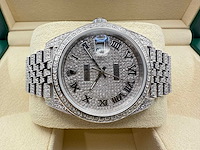 Rolex datejust 41 | 126300 | roman | full "iced" out with natural diamonds | jubilee - afbeelding 5 van  10
