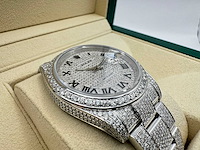 Rolex datejust 41 | 126300 | roman | full "iced" out with natural diamonds - afbeelding 4 van  5