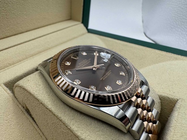 Rolex datejust 41 | 126331 | choco diamonds | 2026 | unworn - afbeelding 9 van  12