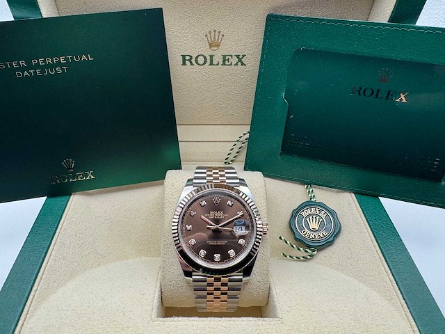 Rolex datejust 41 | 126331 | choco diamonds | jubilee | unworn - afbeelding 10 van  12