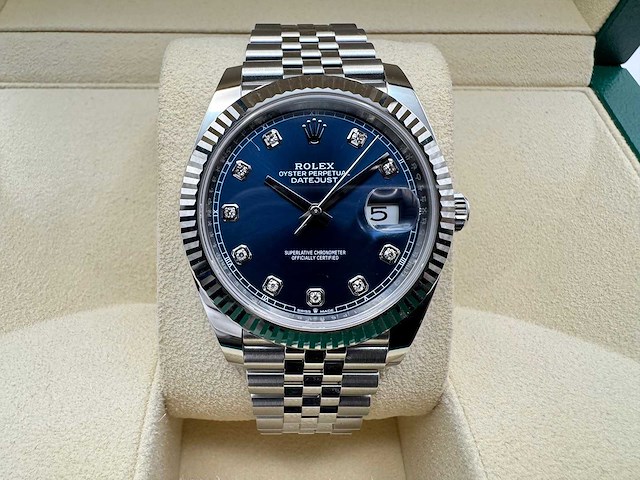 Rolex datejust 41 126334 | blue diamond dot dial | jubilee | unworn | 2026 - afbeelding 1 van  12