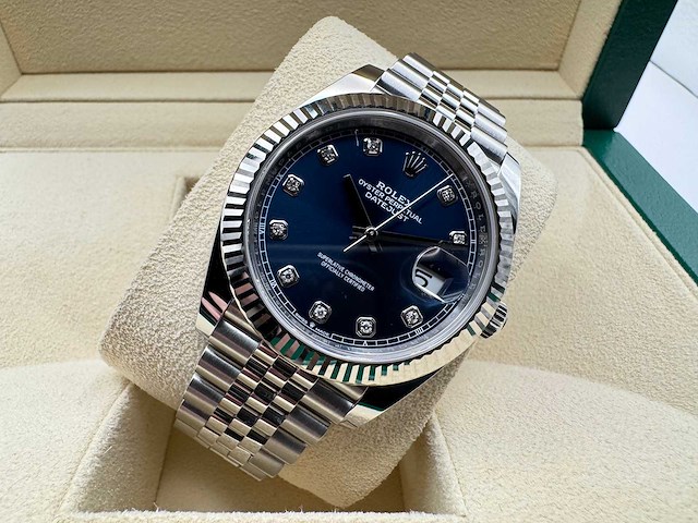Rolex datejust 41 126334 | blue diamond dot dial | jubilee | unworn | 2026 - afbeelding 6 van  12
