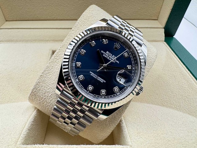 Rolex datejust 41 126334 | blue diamond dot | jubilee | 2025 - afbeelding 6 van  12