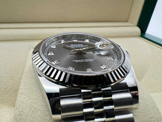 Rolex datejust 41 126334 | rhodium diamond dot dial | jubilee | unworn | 2026 - afbeelding 10 van  12