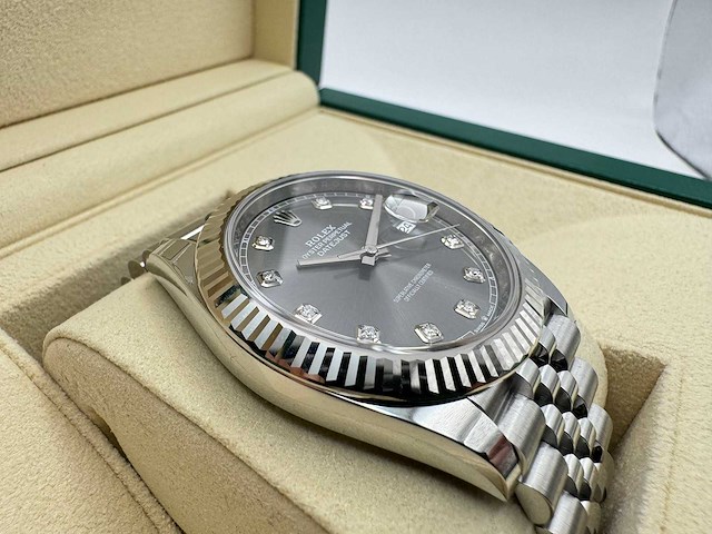 Rolex datejust 41 126334 | rhodium diamond dot dial | jubilee | unworn | 2026 - afbeelding 11 van  12
