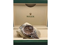 Rolex datejust 41mm chocolate 2024 full set - afbeelding 4 van  7