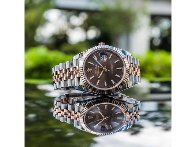 Rolex datejust 41mm chocolate 2024 full set - afbeelding 6 van  7