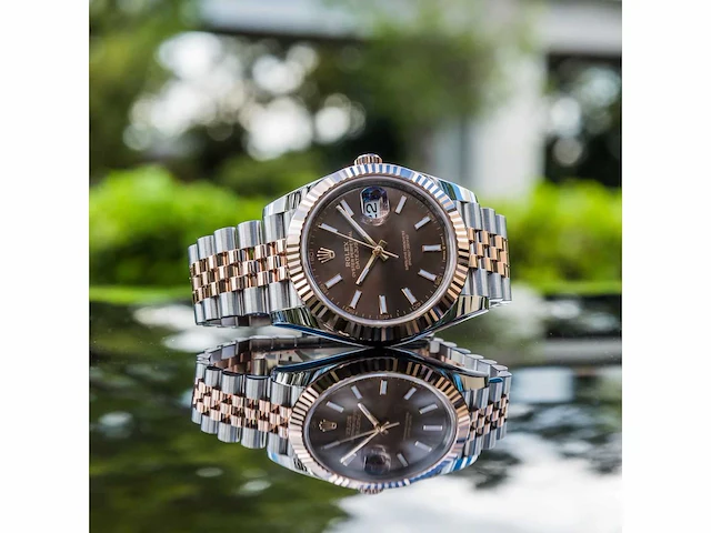 Rolex datejust 41mm chocolate 2024 full set - afbeelding 6 van  7