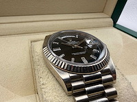 Rolex day date 228239 | 12-2019 | black diamond baguettes dial | white gold - afbeelding 12 van  12
