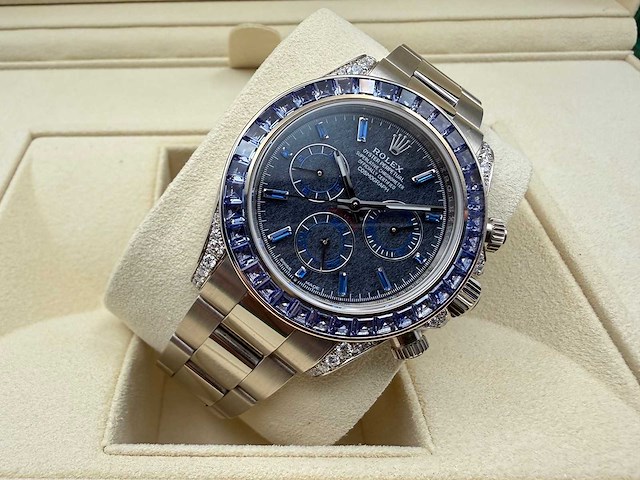 Rolex daytona 116509 | blue sapphire bezel | sheen obsidian dial | new | 2021 - afbeelding 4 van  6
