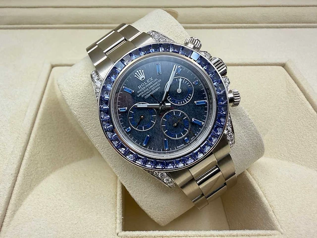 Rolex daytona 116509 | blue sapphire bezel | sheen obsidian dial | new | 2021 - afbeelding 5 van  12