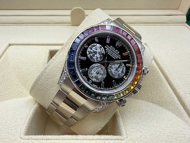 Rolex daytona "rainbow" custom diamonds | 116509 | 2021 - afbeelding 11 van  12