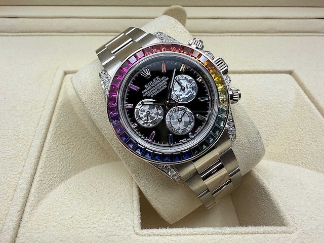 Rolex daytona "rainbow" custom diamonds | 116509 | 2021 - afbeelding 4 van  12