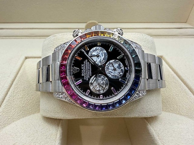 Rolex daytona "rainbow" custom diamonds | 116509 | 2021 - afbeelding 6 van  12