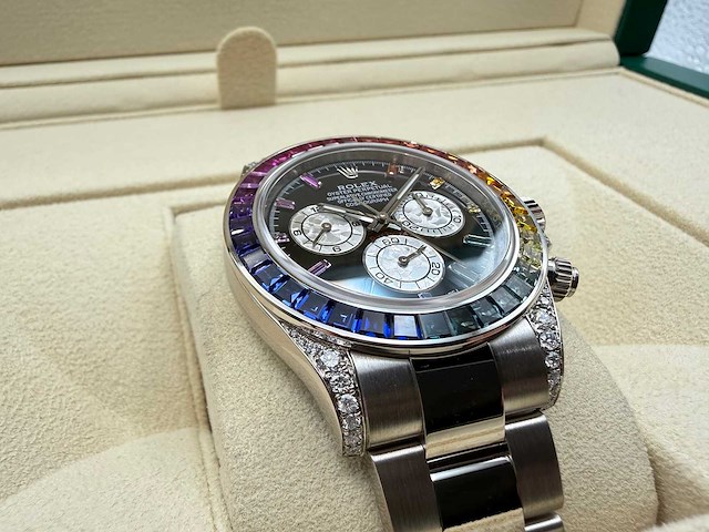 Rolex daytona "rainbow" custom diamonds | 116509 | 2021 - afbeelding 9 van  12