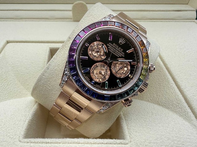 Rolex daytona "rainbow" custom diamonds | rose gold | 116509 | 2020+ - afbeelding 5 van  8