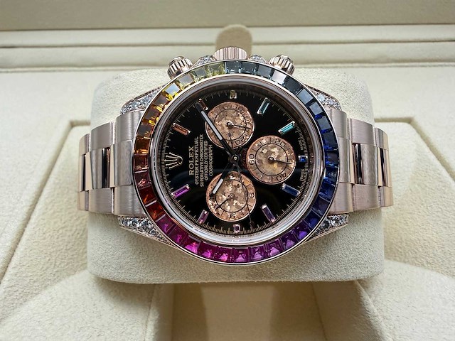 Rolex daytona "rainbow" custom diamonds | rose gold | 116509 | 2020+ - afbeelding 6 van  8