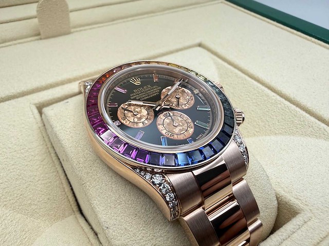 Rolex daytona "rainbow" custom diamonds | rose gold | 116509 | 2020+ - afbeelding 13 van  14