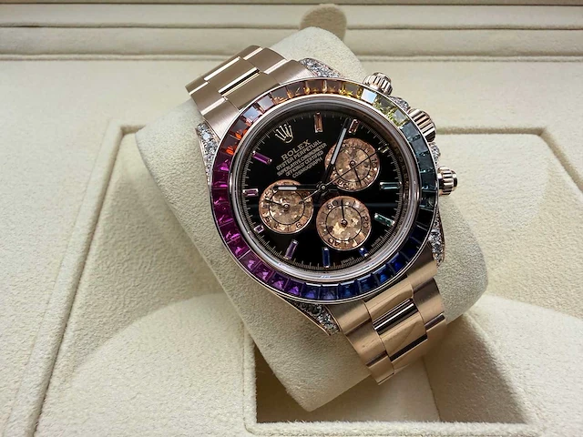 Rolex daytona "rainbow" custom diamonds | rose gold | 116509 | 2020+ - afbeelding 7 van  14