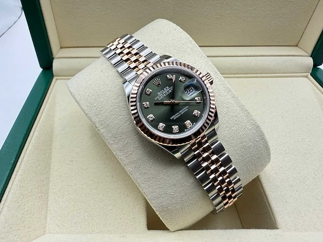 Rolex lady-datejust 28 279271 | jubilee | olive green diamond-set dial | unworn | 2026 - afbeelding 2 van  6