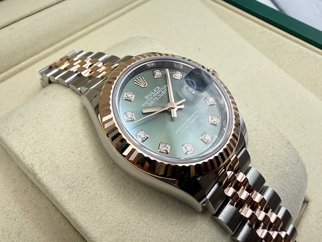 Rolex lady-datejust 28 279271 | jubilee | olive green diamond-set dial | unworn | 2026 - afbeelding 4 van  6