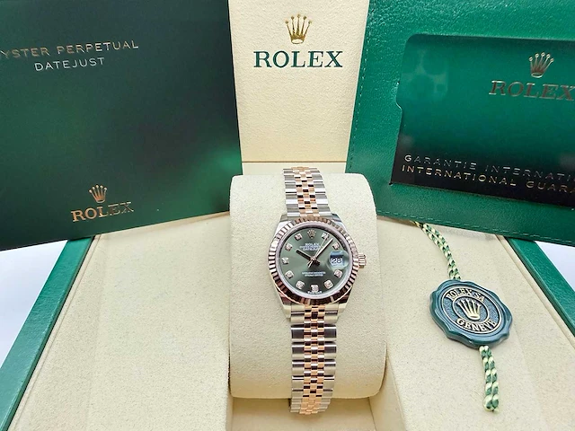 Rolex lady-datejust 28 279271 | jubilee | olive green diamond-set dial | unworn | 2026 - afbeelding 6 van  6