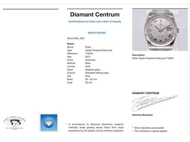 Rolex oyster perpetual datejust horloge - afbeelding 9 van  15