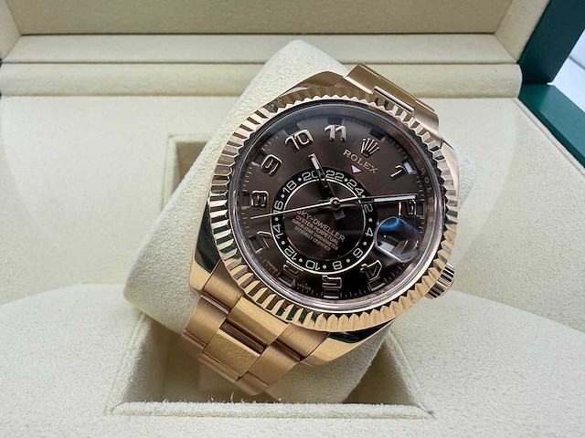 Rolex sky-dweller | choclate dial | rose gold | 08-2016 | like new - afbeelding 11 van  12