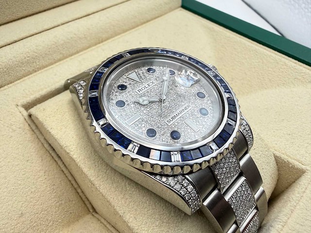Rolex submariner date 116610ln | iced out with natural diamonds | 2014 - afbeelding 11 van  12
