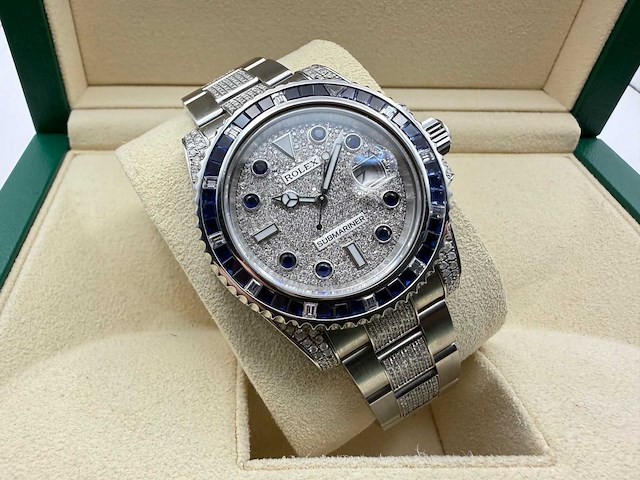 Rolex submariner date 116610ln | iced out with natural diamonds | 2014 - afbeelding 5 van  8