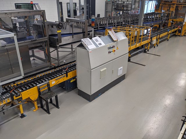 Rollenbaan met dozenverdeler, beerepoot, geel - afbeelding 1 van  12