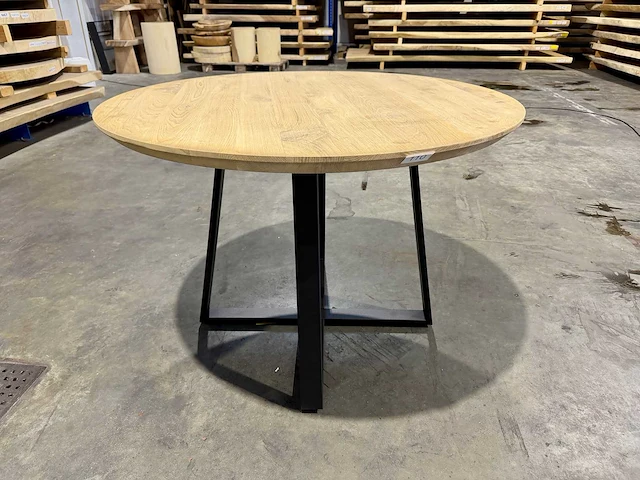 Rond eiken tafel 110 cm - afbeelding 1 van  4