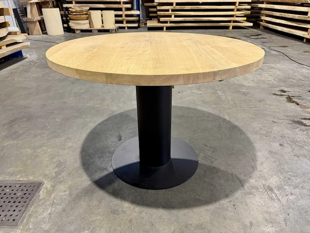Rond eiken tafel 110 cm - afbeelding 1 van  5